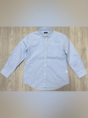 Il Gufo Boys Light Blue Button Down Shirt Cotton Stretch Size 5 NWT